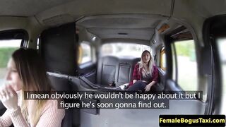Queening les cab driver scissoring busty babe