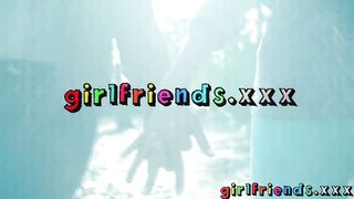 Girlfriends working out fit tight natural bodies get sweaty 