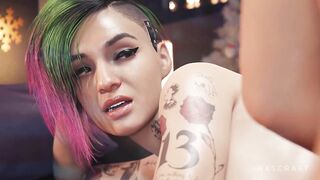 Cyberpunk 2077 - Judy & V Lesbian Dildo Play with Cum (Animation with Sound)