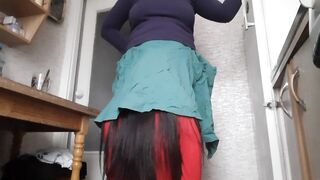 We are in the kitchen taking turns licking each other's pussies under skirts - IkaSmokS
