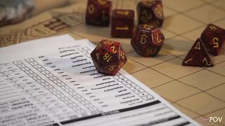 The game night gets steamy as the lesbian redhead seduces the blonde and they start kissing and fingering
