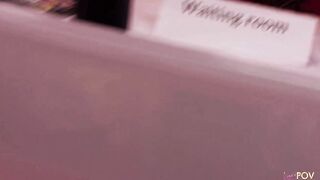 Horny brunette babe masturbating with two blond sluts on the couch