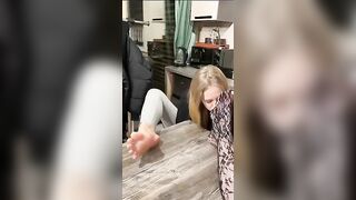 SEXY LESBIAN FOOTFETISH LONG VIDEO WITH FOOTLICKING BY SLAVE SLAVE SHOWED HER FEET