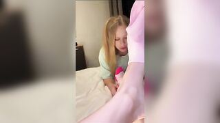 SEXY LESBIAN FOOTFETISH LONG VIDEO WITH FOOTLICKING BY SLAVE SLAVE SHOWED HER FEET