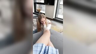SEXY LESBIAN FOOTFETISH LONG VIDEO WITH FOOTLICKING BY SLAVE SLAVE SHOWED HER FEET