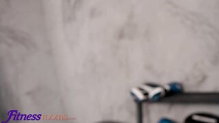 Fitness Rooms Beautiful athletic Czech brunette pussy licking and fingering orgasms with hot blonde