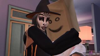 We came back so horny from a costume party that we got to fuck in the living room - SHA