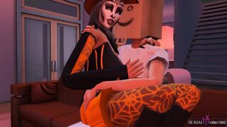 We came back so horny from a costume party that we got to fuck in the living room - SHA