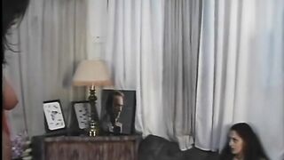 Two lusty ebony harlots have some naughty lesbian bedroom fun