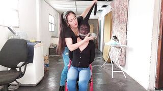 18-Year-Old Female Trickster Gagged In Strict Hogtie With Insane Pantyhose Encasement!