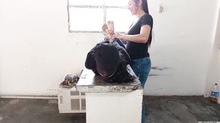 18-Year-Old Female Trickster Gagged In Strict Hogtie With Insane Pantyhose Encasement!