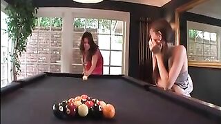 Hot lesbian pool table fuck