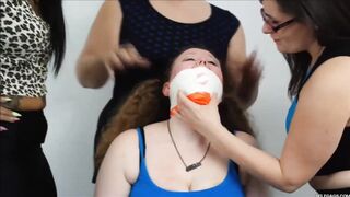 Slutty Whore Turned Gagged Slave By Three Lesbian Women Who Loves Gagging Girls!
