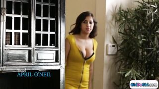 Boss strips busty employee out of tight dress and licks pussy (April O'Neil, Jenna Sativa, Big Tits, Big Tits)