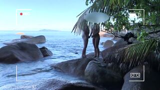 voyeur spy, nude couple having sex on public beach - projects