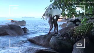 voyeur spy, nude couple having sex on public beach - projects