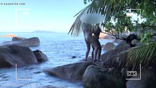 voyeur spy, nude couple having sex on public beach - projects