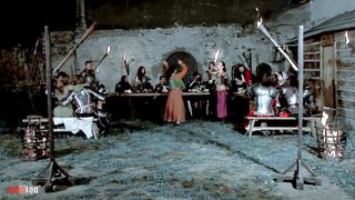 Medieval orgy in the tavern with double penetration and facial cumshot