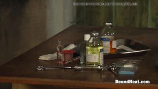 Young Lesbian Slave In Chains Stripped And Groped By Mistres