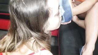 I use my stepsister as a foot slave to clean my feet and shoes - latinafeet386