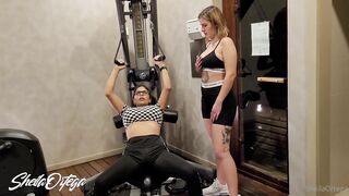 Lesbians get hot in the gym and go to the bathroom to fuck