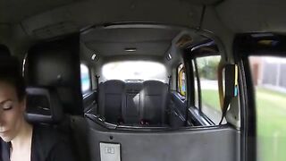 Lesbian taxi driver fucking in car