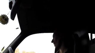 Lesbian taxi driver fucking in car