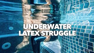 Underwater Latex Struggle: lesbian latex & bondage diving porn