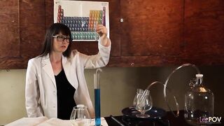 The chemist is distracted by her lesbian redhead coworker so they make out and beg for anal fingering