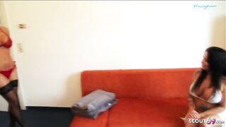 Real German MILF Lesbian Katie and Julia-Herz Double Dildo