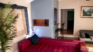 Two adorable lesbians sucking and fucking big black cock together