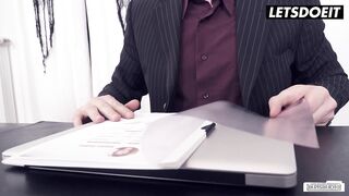 Goth Sluts Leah Obscure And Alissa Noir Fuck In Office While Boss Watches - LETSDOEIT