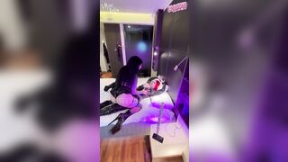 Goth domme fucking her latex doll