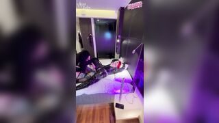 Goth domme fucking her latex doll