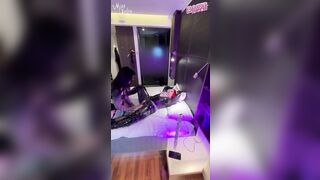 Goth domme fucking her latex doll