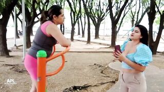 Mature lesbians calm their arousal by licking, fingering and rubbing their pussies. PART 1