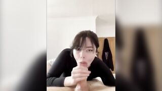 dude closes his eyes and enjoys his big dick being sucked on mature lesbian big cock bisexual