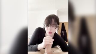 dude closes his eyes and enjoys his big dick being sucked on mature lesbian big cock bisexual