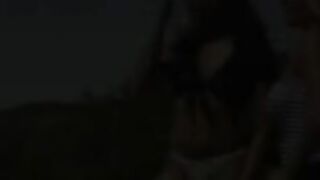 Sexy babe loving it as her pink pussy gets licked outdoors