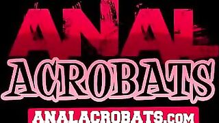 AnalAcrobats Lesbians Play with MASSIVE Double Dildo