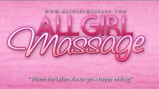 Two Big Titted Sluts Scissor on A Massage Table