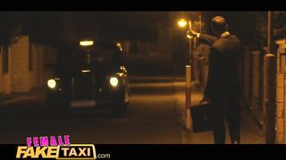 FemaleFakeTaxi Lesbians have pussy licking wrestle fun in back of taxi