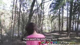 Girlfriends in yoga pants go out in public and fuck in the woods
