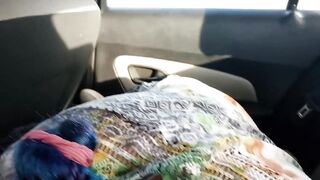 Moaning lesbian Orgasms in public parking lot car, getting very hot in here