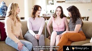 MOMMY'S GIRL - Hot Babe Hazel Moore Has 1st Time Lesbian Sex With MILF Siri Dahl & 2 Babysitters