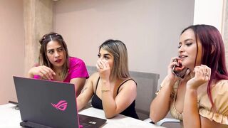 I discover my boss being unfaithful with his secretaries, threesome with my best friends! Angie Ortiz, Naty Delgado & Kylei Elli