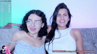 Horny lesbian girls french kiss