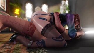 3D Porn [UNCENSORED] Lesbian Tribing and Kissing