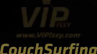 Young lesbian drinks golden piss fountain