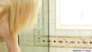 Blonde lesbian athlete pussy licking hairy petite reporter (Zoe Parker)